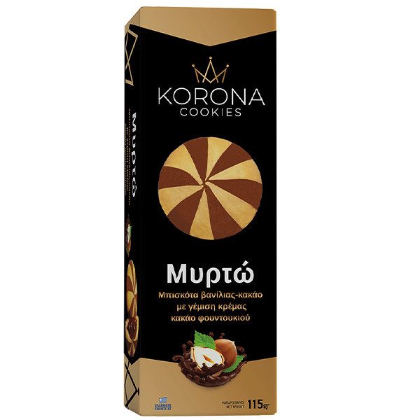 KORONA μπισκότα μυρτώ βανίλια και κακάο 115gr