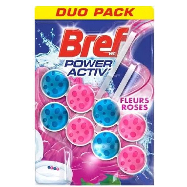 BREF μπλοκ WC Power Active Roses 2x50ml – Καθαριστικά Μπάνιου