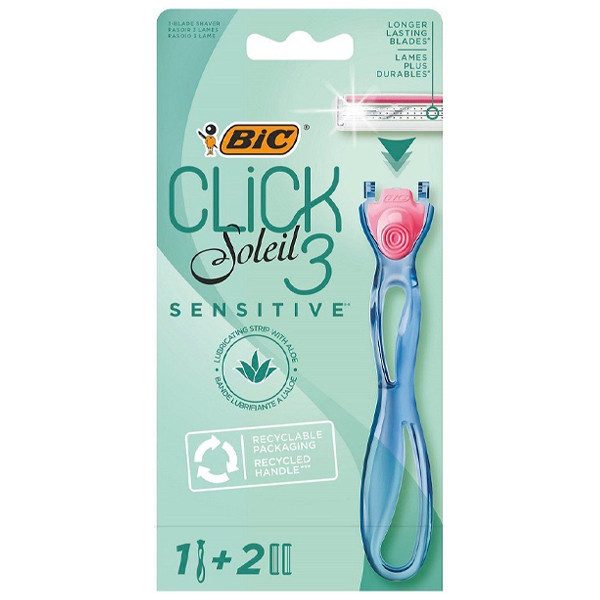 BIC ξυριστική μηχανή Click Soleil Sensitive με 3 λεπίδες και 2 ανταλλακτικά – Ξυραφάκια