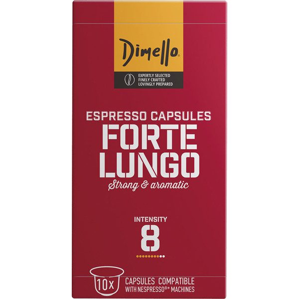 DIMELLO Espresso Forte Lungo καφές σε κάψουλες συμβατές με μηχανές Nespresso 10x5,6gr – Κάψουλες Καφέ και Ροφημάτων
