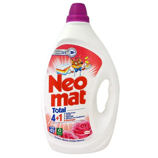 NEOMAT υγρό πλυντηρίου ρούχων Τριαντάφυλλο 45μεζ 2,05lt – Απορρυπαντικά Ρούχων