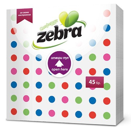 ZEBRA χαρτοπετσέτες easy open 33x33cm 45 φύλλα