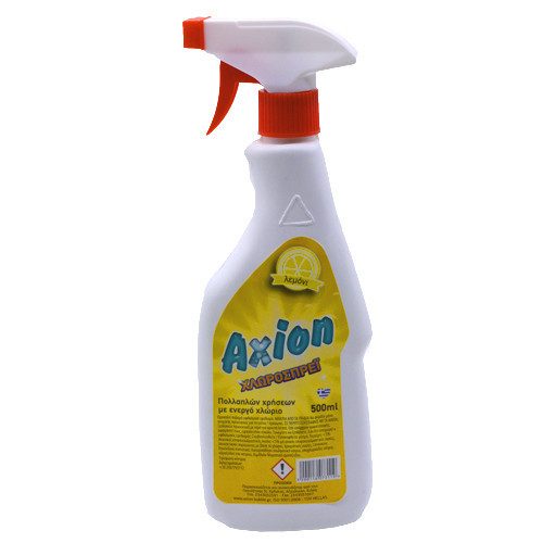 AXION χλωροσπρέυ πολλαπλών χρήσεων με ενεργό χλώριο και άρωμα Λεμόνι 500ml – Καθαριστικά Μπάνιου
