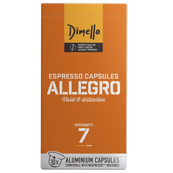 DIMELLO Espresso Allegro καφές σε κάψουλες συμβατές με μηχανές Nespresso 10x5.6gr – Κάψουλες Καφέ και Ροφημάτων