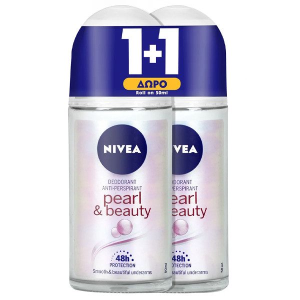 NIVEA αποσμητικό σώματος roll-on pearl και beauty 2x50ml – Αποσμητικά