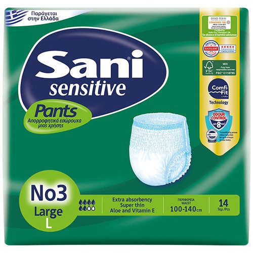 SANI sensitive pants βρακάκι ακράτειας No3 large 14τεμ – Πάνες και Βρακάκια Ακράτειας