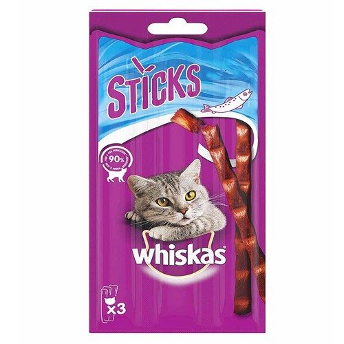 WHISKAS γατοτροφή λιχουδιά sticks σολομός 18gr – Λιχουδιές/Σνακ Γάτας