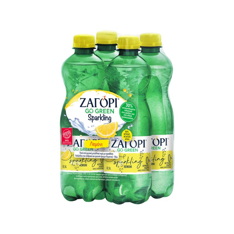 ΖΑΓΟΡΙ ανθρακούχο νερό με λεμόνι 4x500ml – Ζαγόρι – Εμφιαλωμένα Νερά