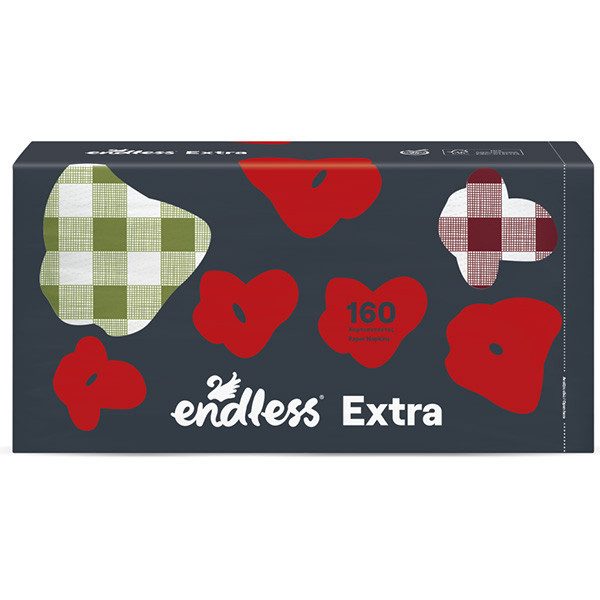 ENDLESS χαρτοπετσέτες extra καρώ μπλε 33x33cm 160 φύλλα