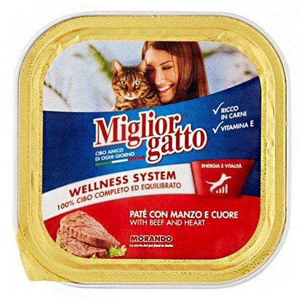 MORANDO Miglior γατοτροφή πατέ βοδινό και καρδιά 100gr – Υγρή Τροφή Γάτας