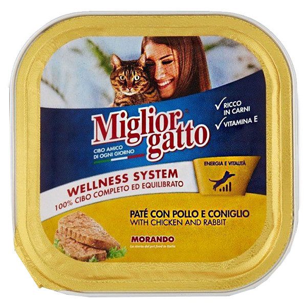 MORANDO Miglior γατοτροφή πατέ κοτόπουλο και κουνέλι 100gr – Υγρή Τροφή Γάτας