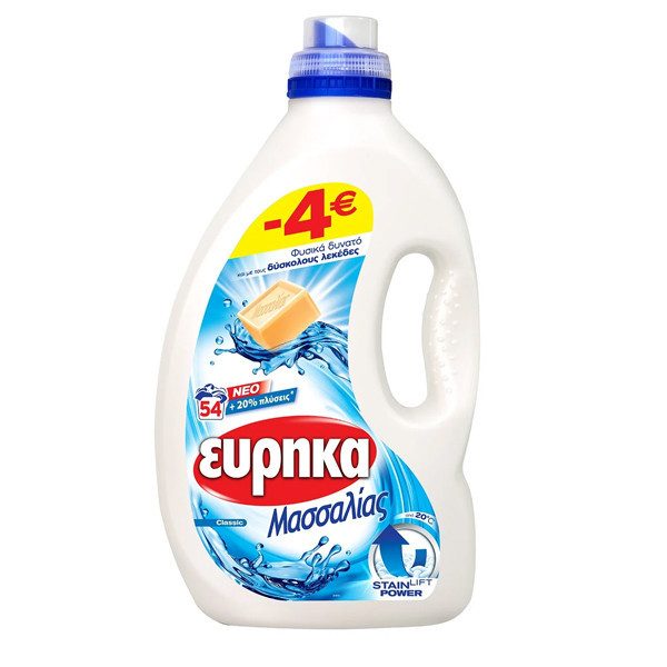 ΕΥΡΗΚΑ sensitive υγρο απορρυπαντικο 1,5lt 54μεζ, -4,00€ – Εύρηκα – Απορρυπαντικά Ρούχων