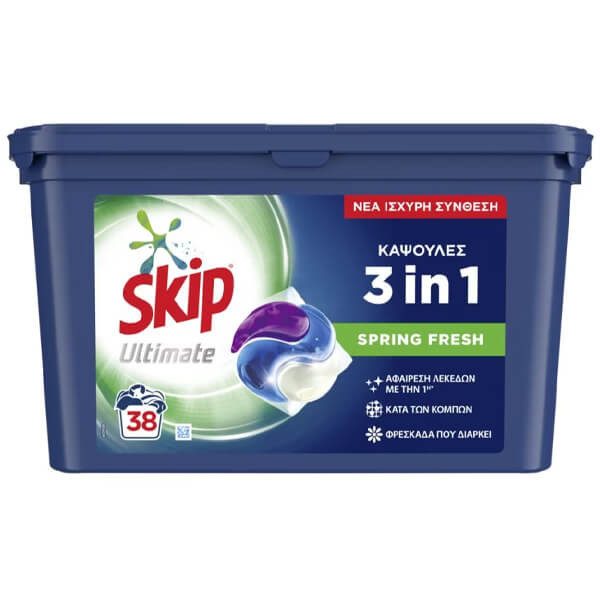 SKIP ταμπλέτες πλυντηρίου ρούχων ultimate spring fresh 38τεμ – Απορρυπαντικά Ρούχων