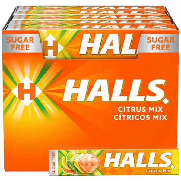 HALLS καραμέλες εσπεριδοειδή μιξ χωρίς ζάχαρη 20x32gr – Καραμέλες, Γλειφιτζούρια και Τσίχλες