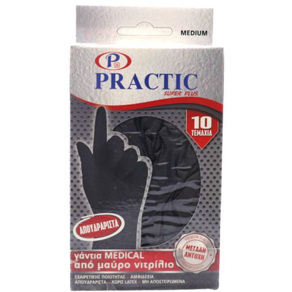 PRACTIC γάντια νιτριλίου μαύρα medium 10τεμ – Γάντια μιας Χρήσης