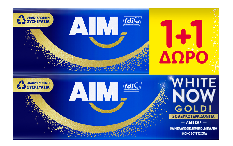 AIM οδοντόκρεμα white now gold 2x75ml – Οδοντόκρεμες