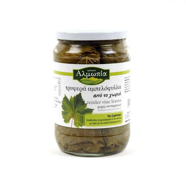 ΑΛΜΩΠΙΑ τρυφερά αμπελόφυλλα από το χωριό 640gr – Αλμωπία – Τρόφιμα Μακράς Συντήρησης