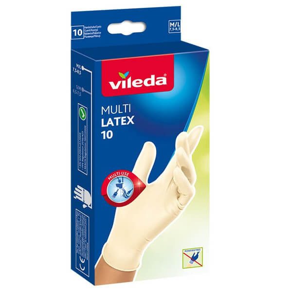 VILEDA γάντια latex λευκά ελαφρώς πουδραρισμένα M/L 10τεμ – Γάντια Κουζίνας