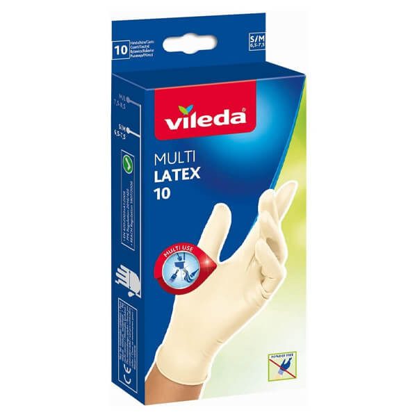 VILEDA γάντια latex λευκά ελαφρώς πουδραρισμένα S/M 10τεμ – Γάντια Κουζίνας