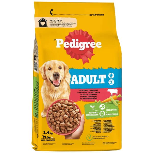 PEDIGREE σκυλοτροφή adult μοσχάρι και λαχανικά 1,4kg – Ξηρά Τροφή Σκύλων