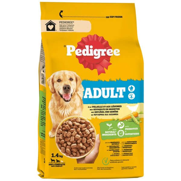 PEDIGREE σκυλοτροφή adult πουλερικά και λαχανικά 1,4kg – Ξηρά Τροφή Σκύλων