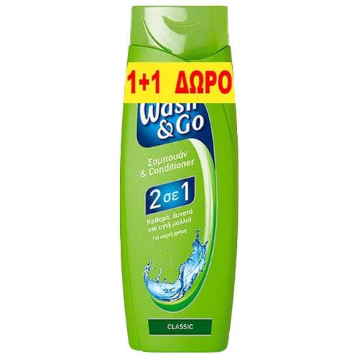 WASH και GO σαμπουάν 2σε1 κλασικό 2x400ml