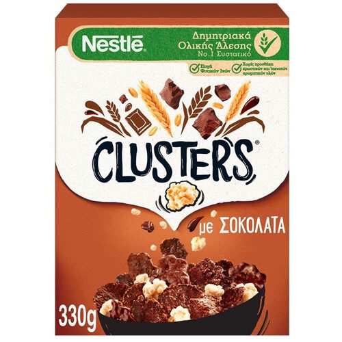 NESTLE δημητριακά clusters με σοκολάτα 330gr