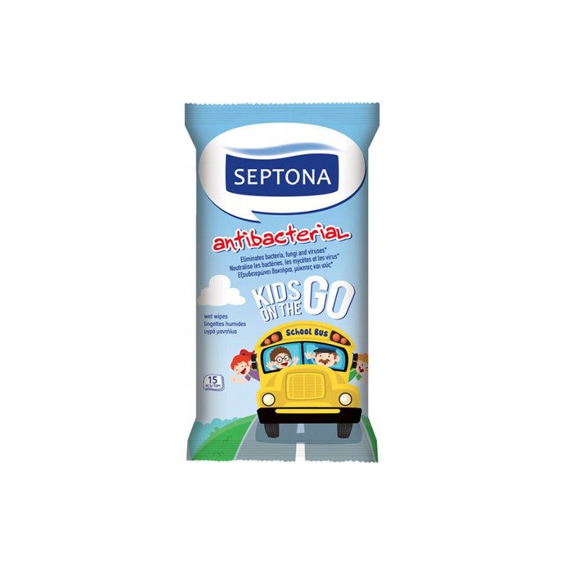 SEPTONA υγρά μαντηλάκια αντιβακτηριδιακά kids on the go 15τεμ – Αντισηπτικά Χεριών