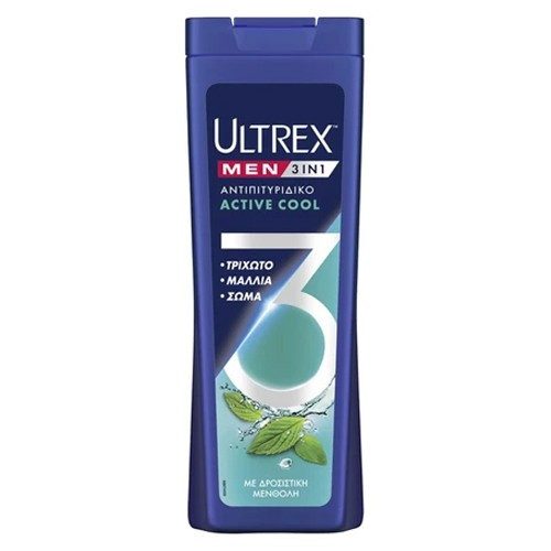 ULTREX σαμπουάν men αντιπιτυριδικό active cool 3σε1 360ml