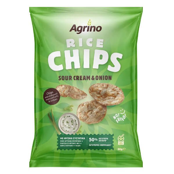 AGRINO chips σνακ με sour cream και κρεμμύδι 60gr – Πατατάκια