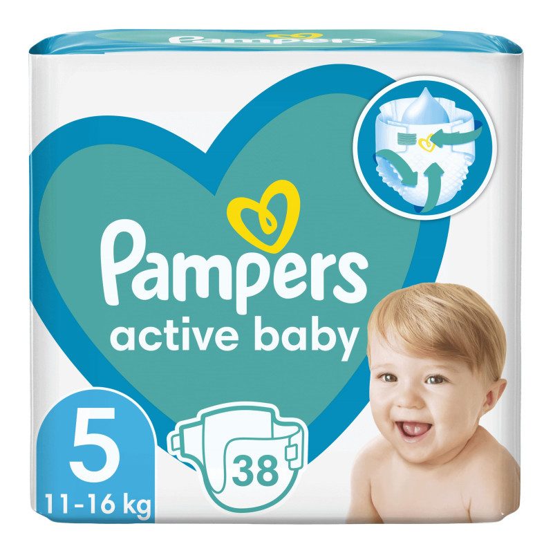 PAMPERS active baby βρεφικές πάνες No5 11-16kg 38τεμ – Πάνες Μωρού