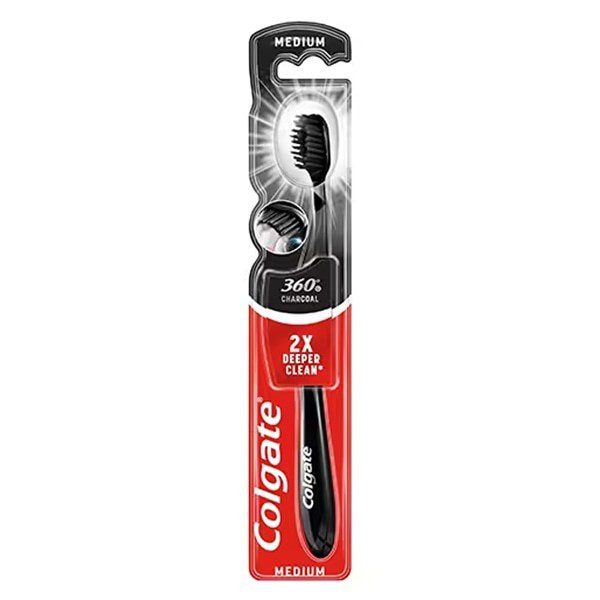 COLGATE οδοντόβουρτσα 360ᵒ Charcoal Black μέτρια 1τεμ – Οδοντόβουρτσες Απλές