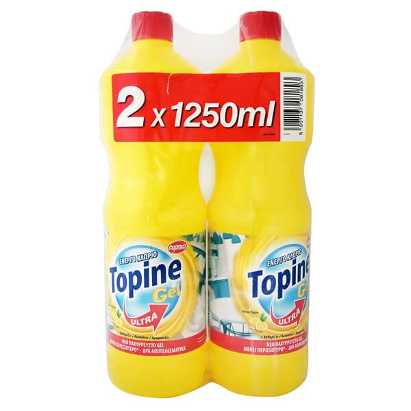 TOPINE χλωρίνη παχύρρευστη με λεβάντα 2x1,25lt – Καθαριστικά Μπάνιου