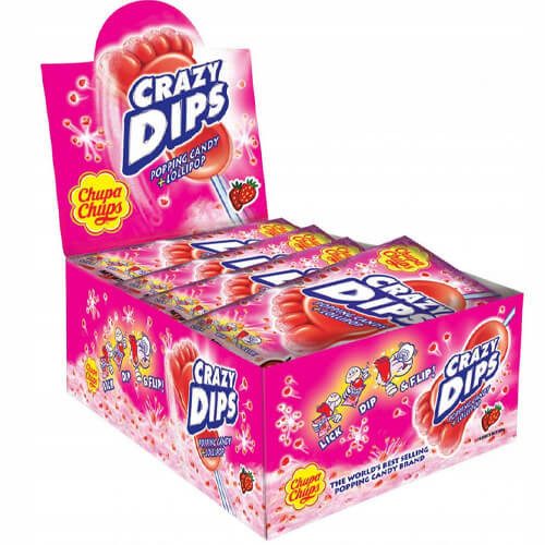 CHUPA CHUPS γλειφιτζούρια Crazy Dips Φράουλα 24x14gr – Καραμέλες, Γλειφιτζούρια και Τσίχλες