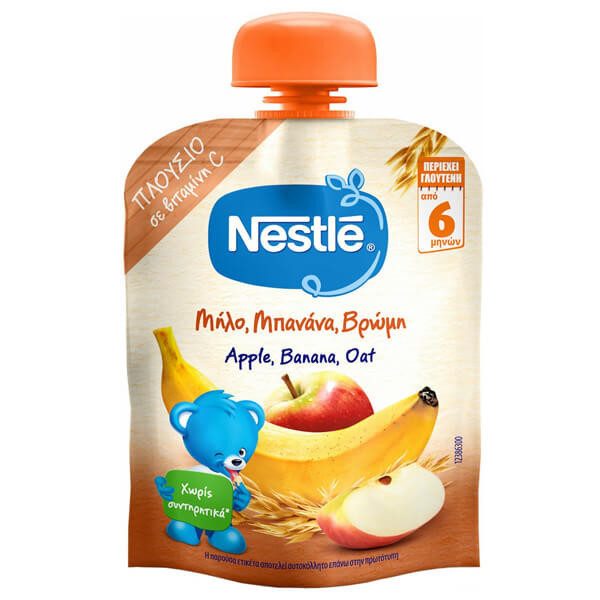 NESTLE φρουτοπουρές με μπανάνα, μήλο και βρώμη 90gr – Βρεφικές Κρέμες και Έτοιμα Γεύματα