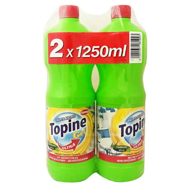 TOPINE χλωρίνη παχύρρευστη με ευκάλυπτο και μέντα 2x1,25lt – Καθαριστικά Μπάνιου