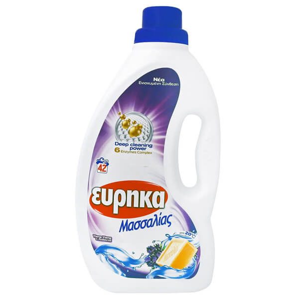ΕΥΡΗΚΑ υγρό απορρυπαντικό ρούχων μασσαλίας με άρωμα λεβάντας 42μεζ 1,68lt – Εύρηκα – Απορρυπαντικά Ρούχων
