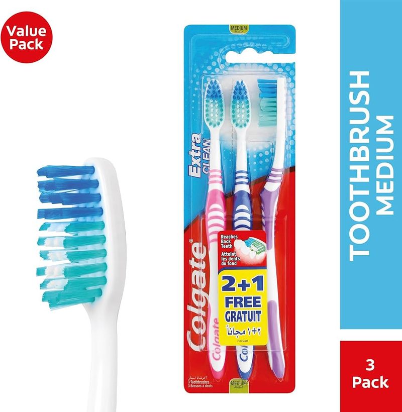 COLGATE οδοντόβουρτσα Extra Clean μέτρια 3τεμ – Οδοντόβουρτσες Απλές