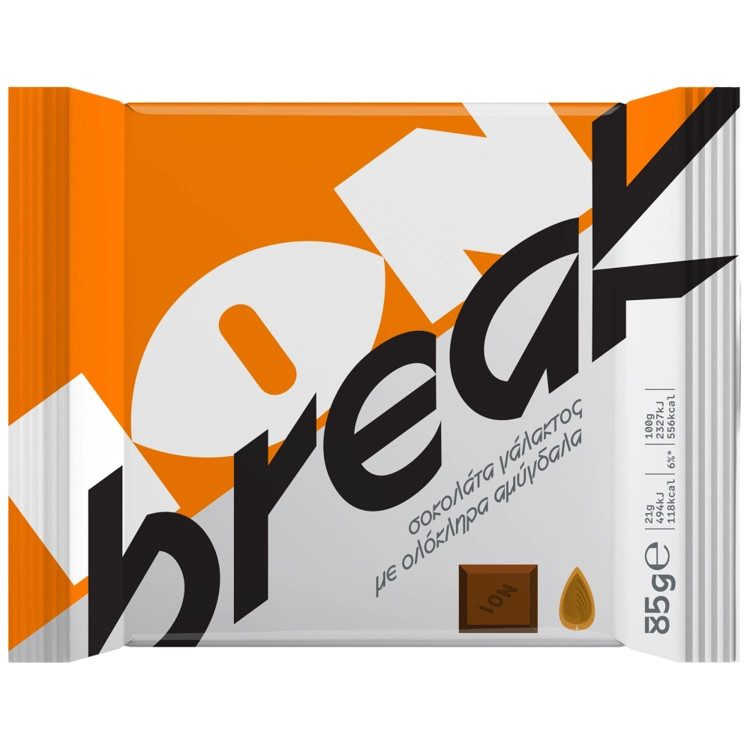 ΙΟΝ Break σοκολάτα γάλακτος με αμύγδαλα 85gr – Σοκολάτες