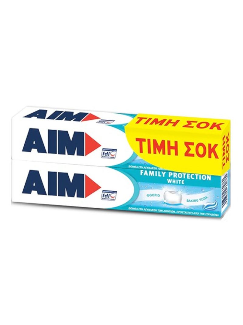 AIM οδοντόκρεμα family protection white 2x75ml – Οδοντόκρεμες