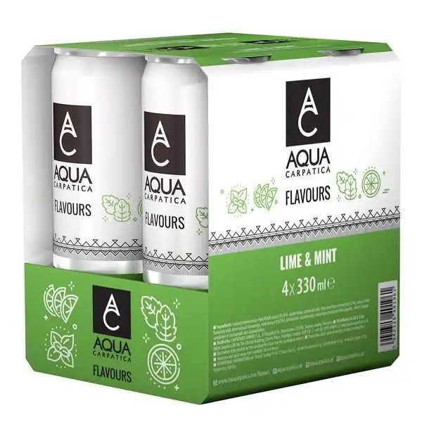 AQUA CARPATICA ανθρακούχο νερό με Lime και Μέντα 4x330ml – Αναψυκτικά