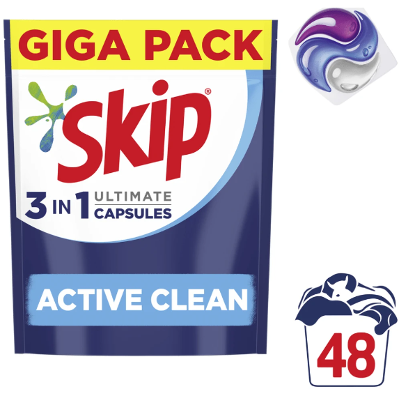 SKIP ταμπλέτες πλυντηρίου ρούχων ultimate active clean 48τεμ – Απορρυπαντικά Ρούχων