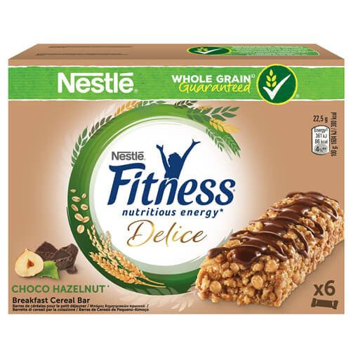 NESTLE μπάρες δημητριακών fitness με σοκολάτα γάλακτος και φουντούκια 6x22,5gr