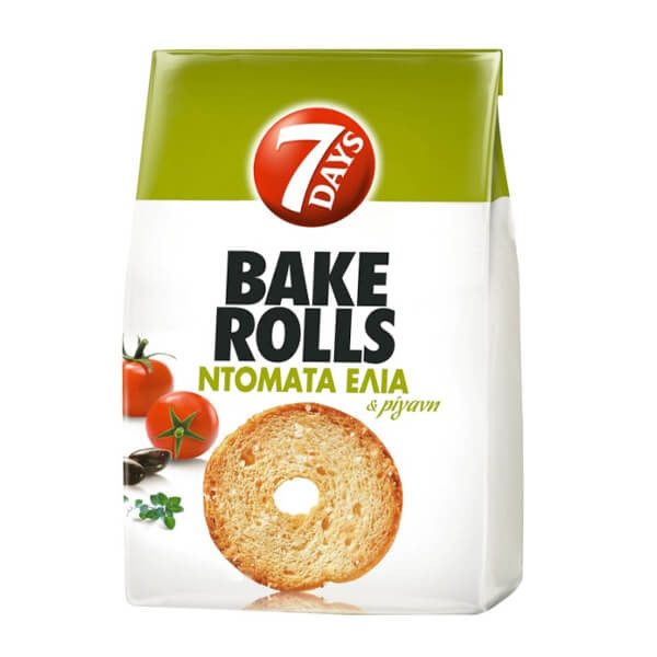 7 DAYS bake rolls ντομάτα και ελιά 150gr – Αλμυρά Snacks
