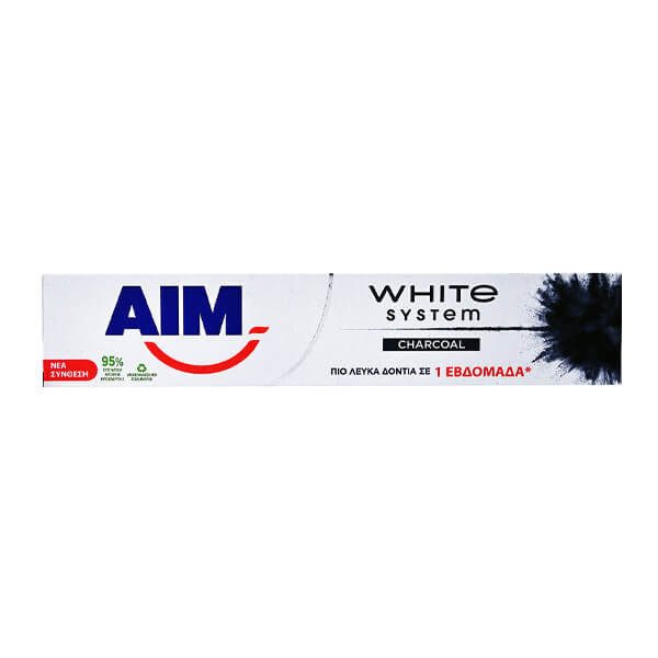 AIM οδοντόκρεμα white system charcoal 75ml – Οδοντόκρεμες