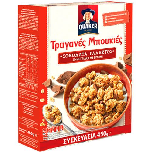 QUAKER τραγανές μπουκιές με σοκολάτα γάλακτος 450gr – Δημητριακά