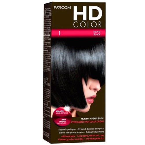 FARCOM HD color βαφή μαλλιών No1 60ml – Βαφές Μαλλιών