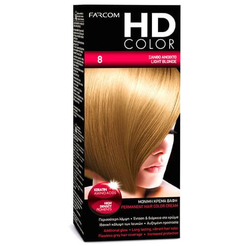 FARCOM HD color βαφή μαλλιών No8 60ml – Βαφές Μαλλιών