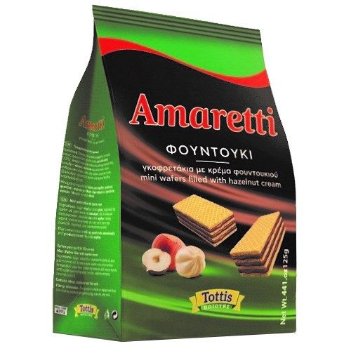 TOTTIS Amaretti γκοφρετάκια με κρέμα φουντουκιού 125gr – Σοκολάτες