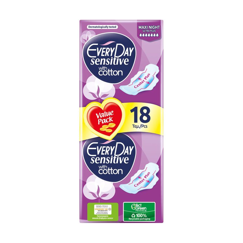 EVERY DAY σερβιέτες sensitive ultra plus maxi night 18τεμ